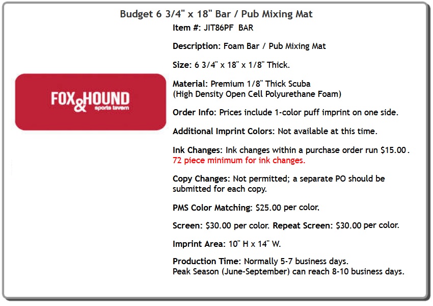 Budget Bar Mats