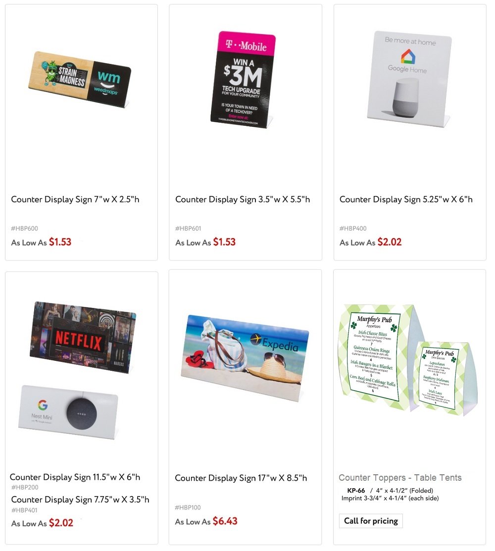 Counter Top Signs