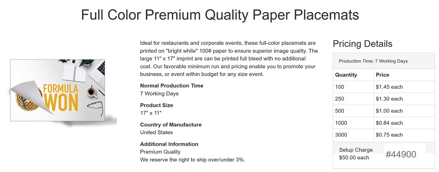 Full Color Paper Placemats